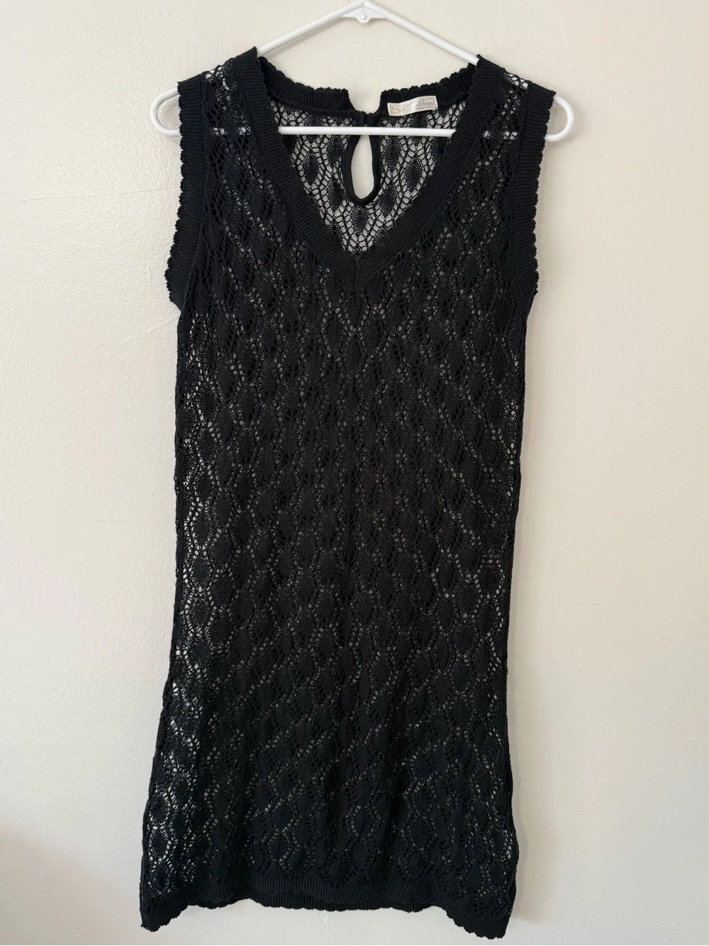 Vintage Y2K Old Navy Black Crocheted Dress Cover Up Sz Lg Whimsigoth Emo Witchy - Picture 1 of 10
